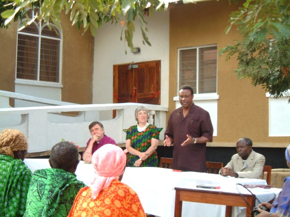 The District Commissioner of Mpwapwa, Tanzania, Col (Rtd.). Enos Mfuru makes a speech before officially declaring the New Maternity Wing Open