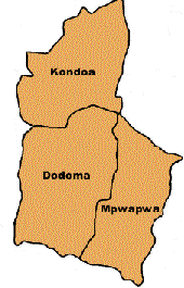 Map showing Mpwapwa and Kondoa Dioceses