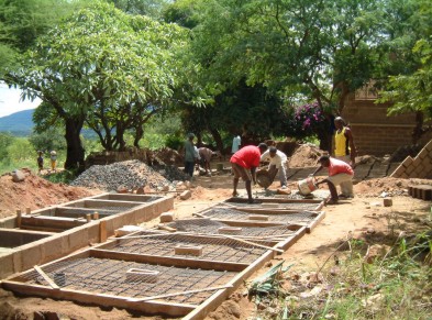 Reinforced Concrete floor slabs being prepared for the new Latrine Block
