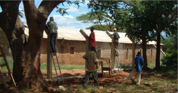 Inserting the barbed wire